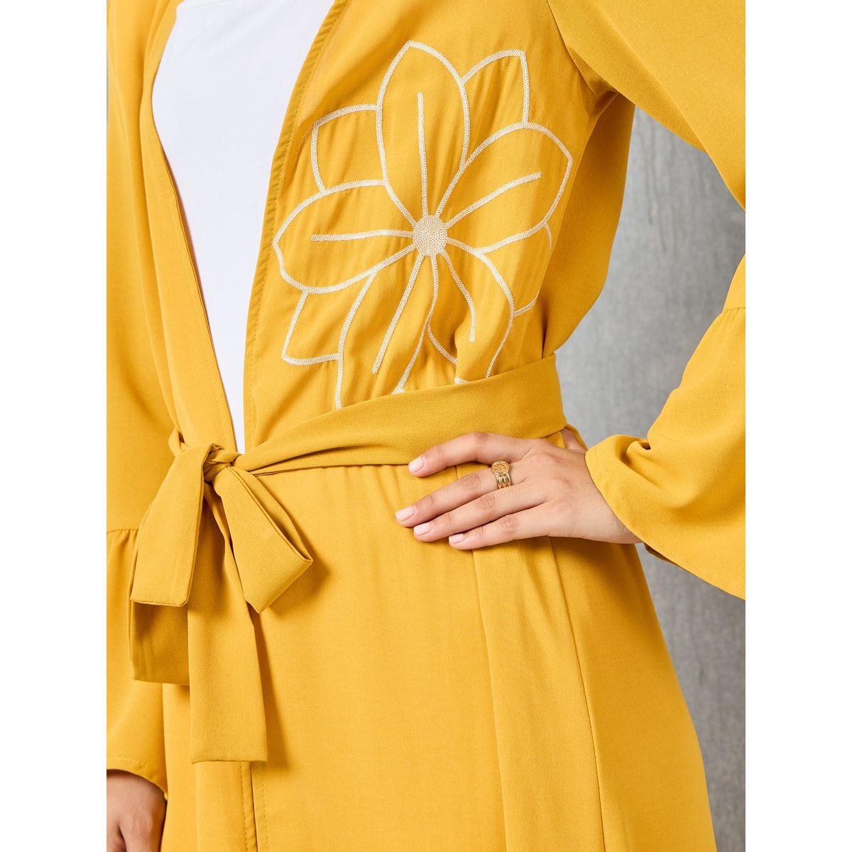 Styli Floral Embroidered Tie Up Midi Kimono-women-clothing-shirtsandblouses-shirts-image-3