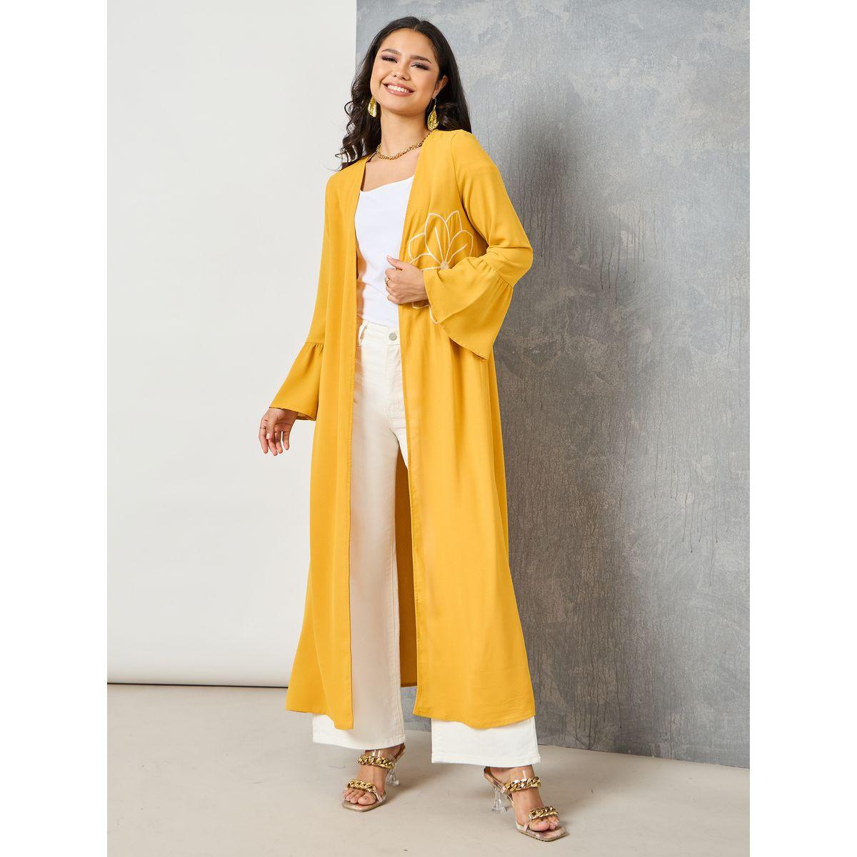 Styli Floral Embroidered Tie Up Midi Kimono-women-clothing-shirtsandblouses-shirts-image-5