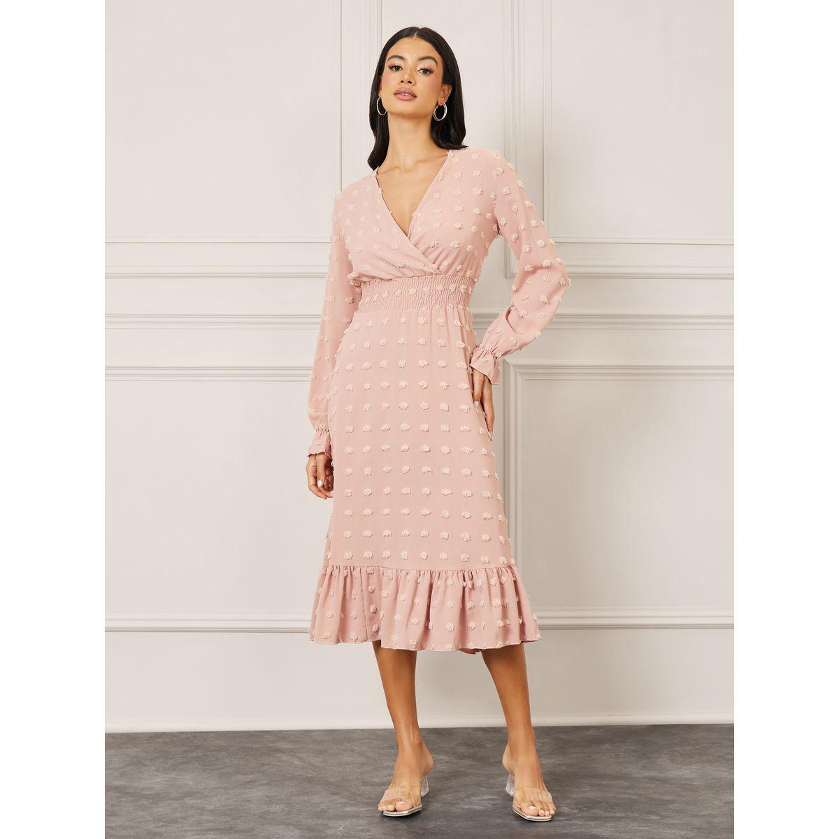 Styli Textured Cuff Sleeve A-Line Midi Dress-women-clothing-dresses-image-2