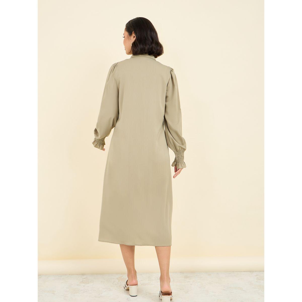 Styli Pocket Detail Collared Woven Shift Midi Dress-women-clothing-dresses-image-4