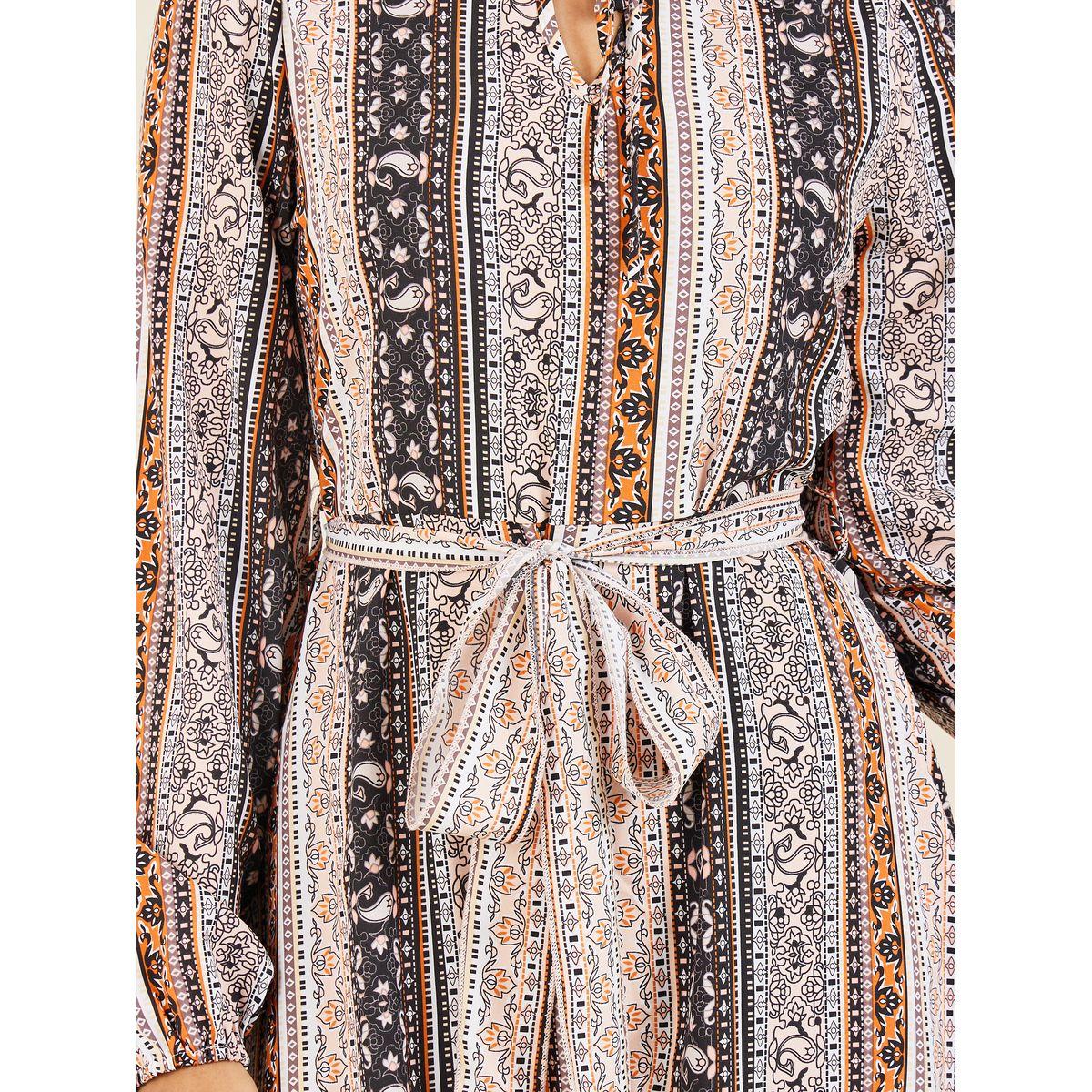 Styli Bohemian Print Tie Up Neck A-Line Midi Dress-women-clothing-dresses-image-3