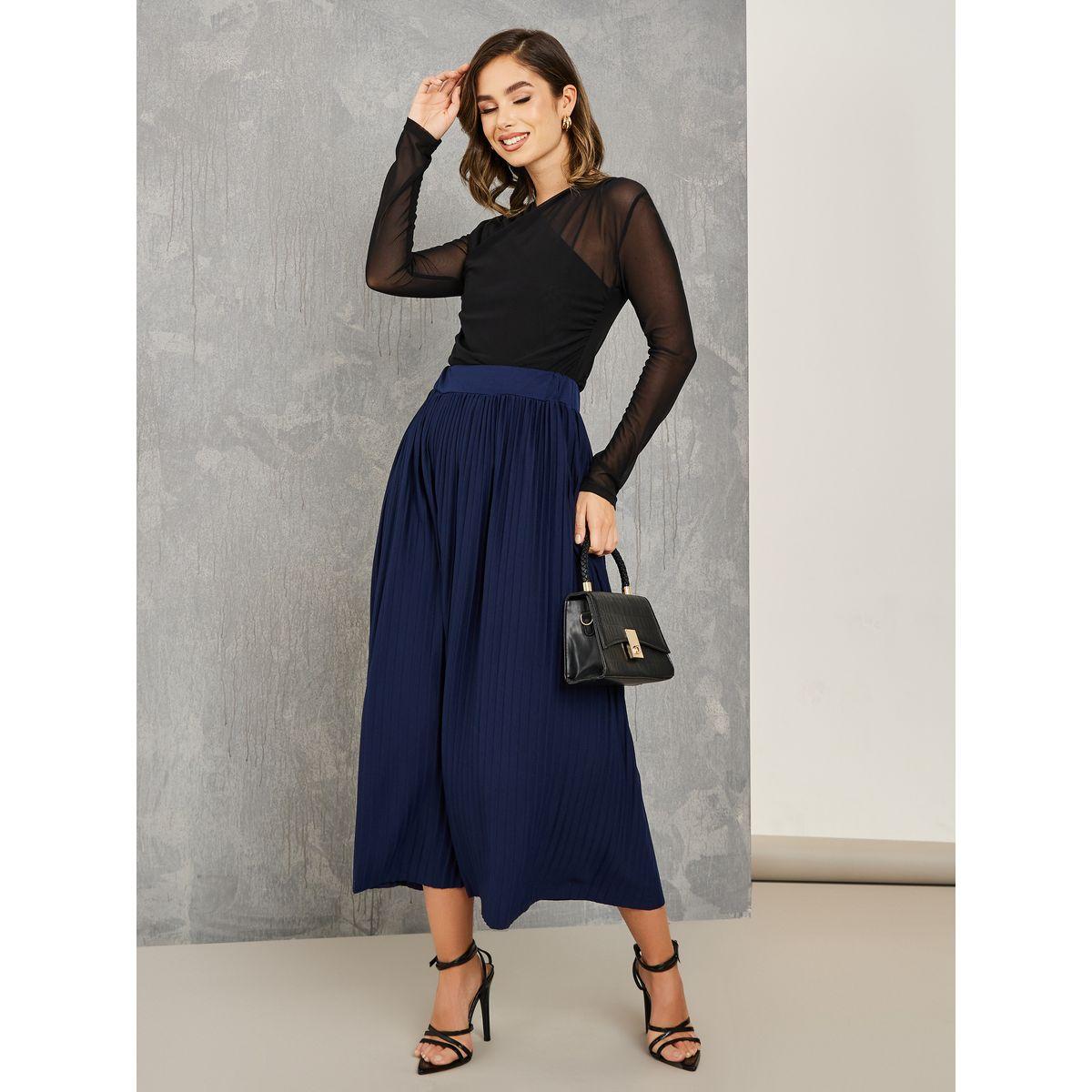 Styli Pleated A-Line Maxi Skirt-women-clothing-bottoms-skirts-image-1