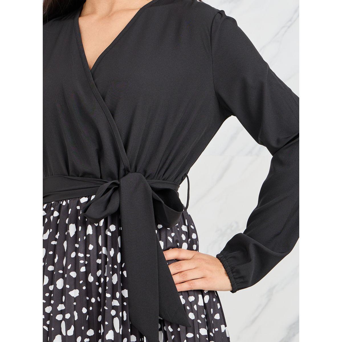 فستان ميدي بكسرات وحزام خصر-women-clothing-dresses-image-3