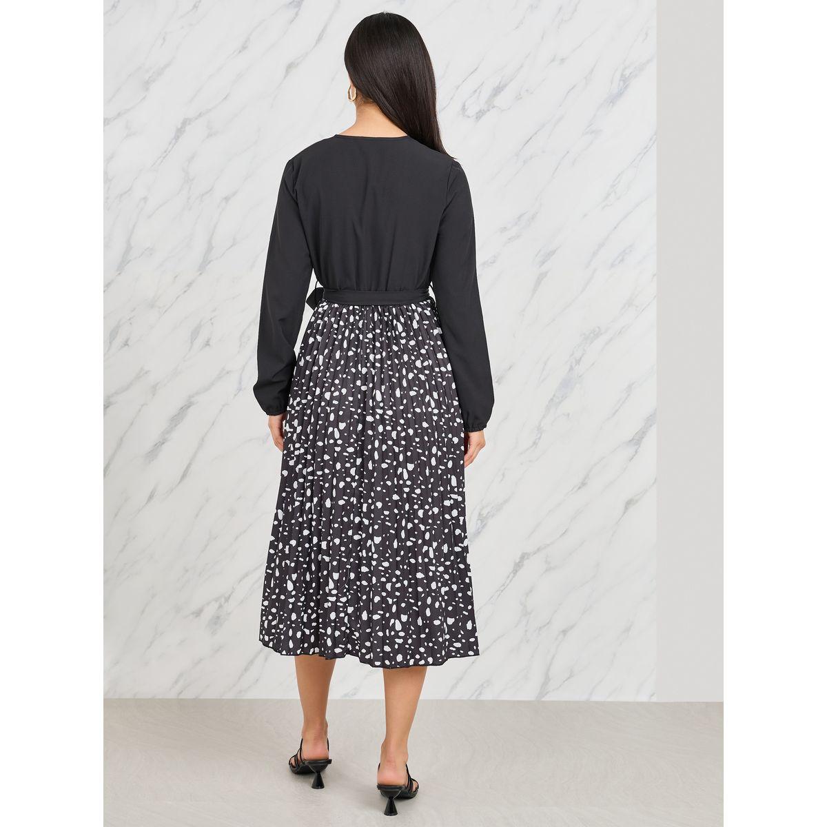 Styli Pleated A-Line Midi Dress with Tie Belt-women-clothing-dresses-image-4