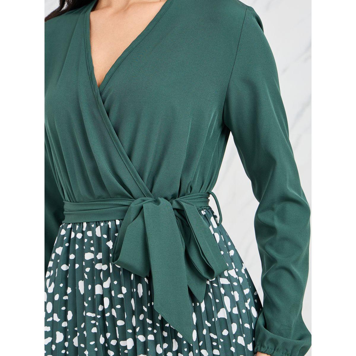 فستان ميدي بكسرات وحزام خصر-women-clothing-dresses-image-3