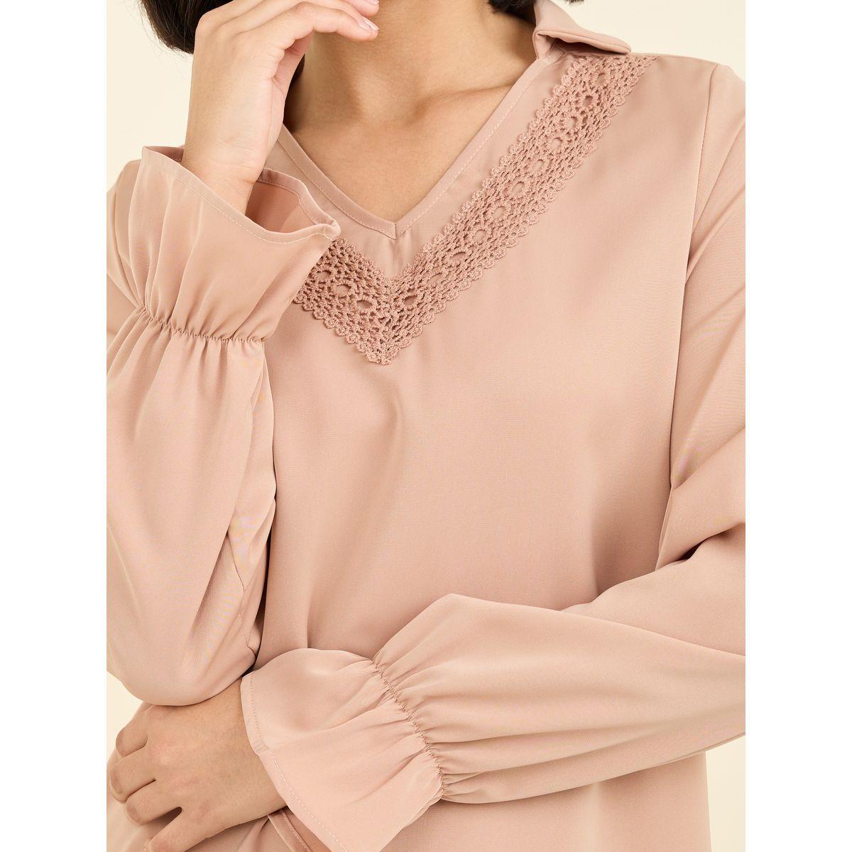 Styli Lace Detail Collared Shift Midi Dress-women-clothing-dresses-image-3