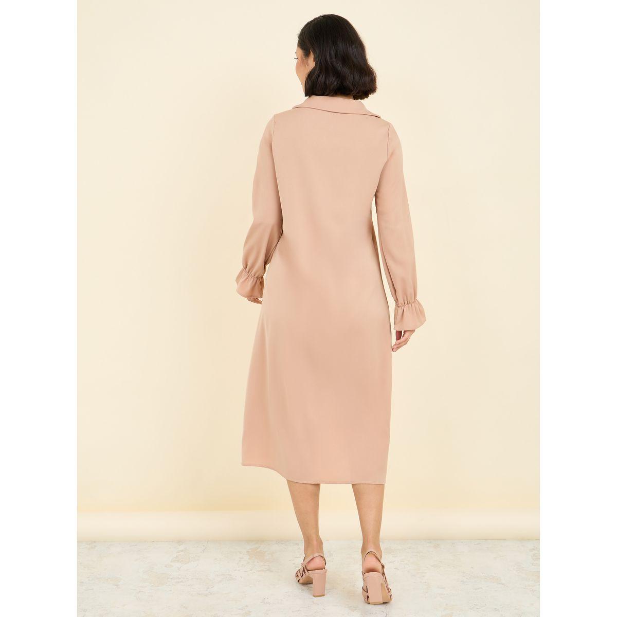 فستان ميدي بياقة مدببة مع دانتيل-women-clothing-dresses-image-4