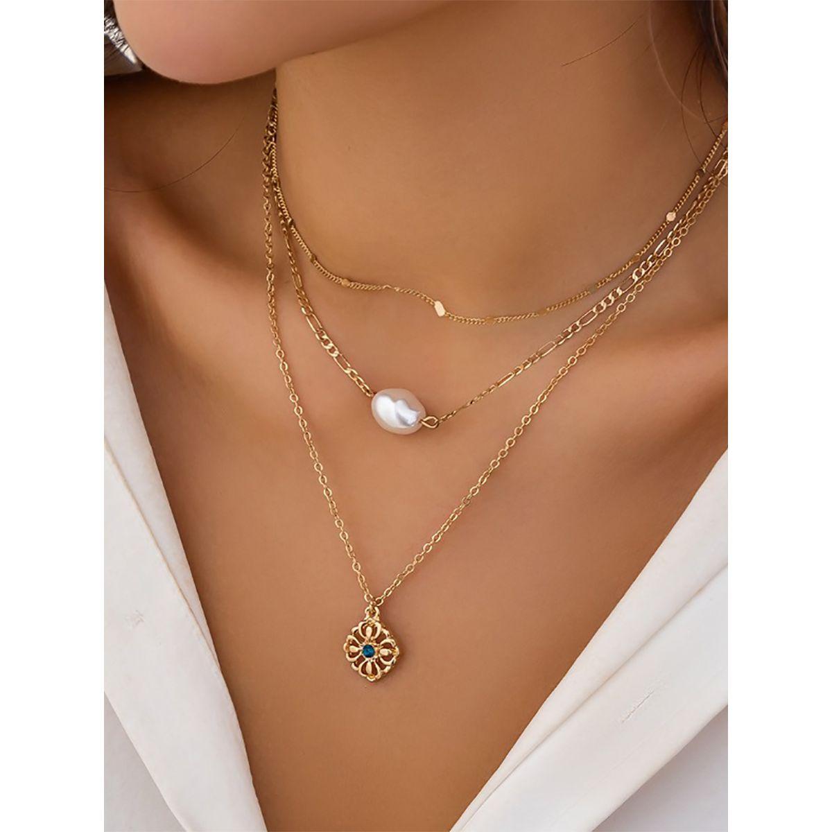 Styli Pearl Detail Layered Necklace-women-watchesandjewellery-jewellery-necklacesandpendants-image-1
