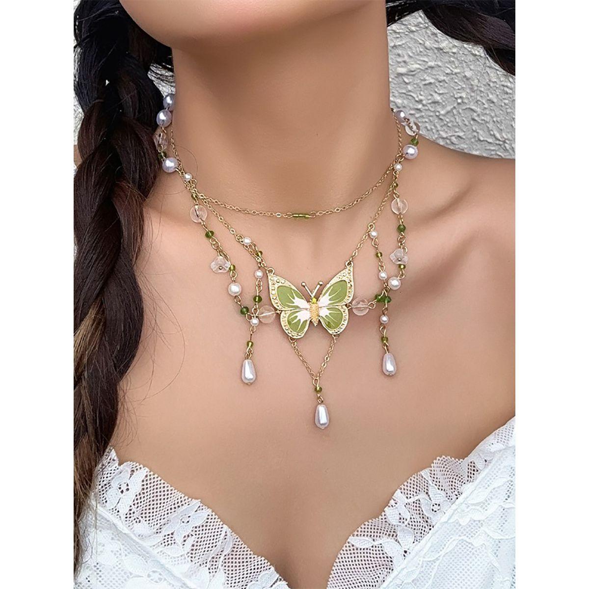 Styli Butterfly Layered Necklace-women-watchesandjewellery-jewellery-necklacesandpendants-image-5