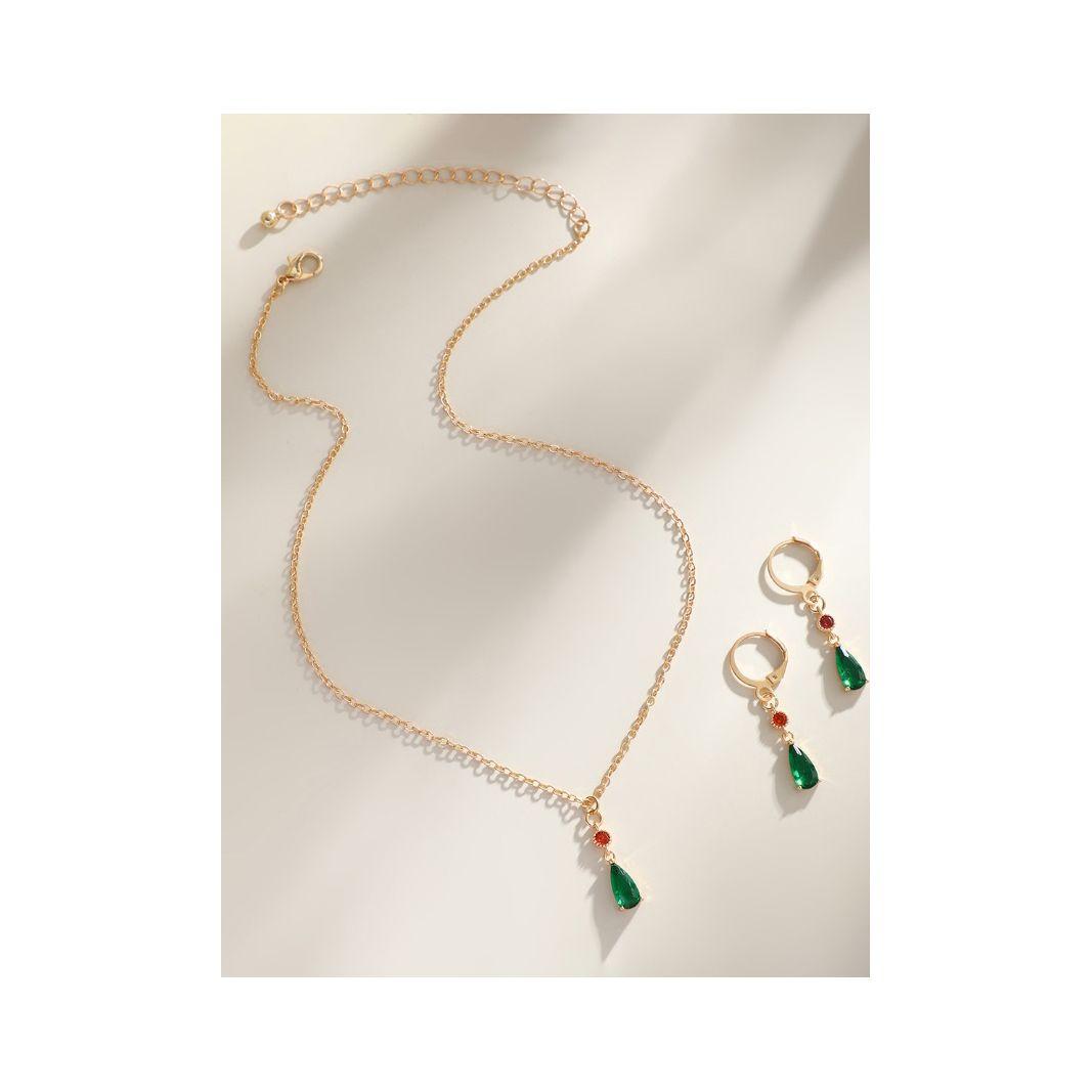 Styli Faux Gem Stone Earrings & Necklace Jewelry Set-women-watchesandjewellery-jewellery-jewellerysets-image-1