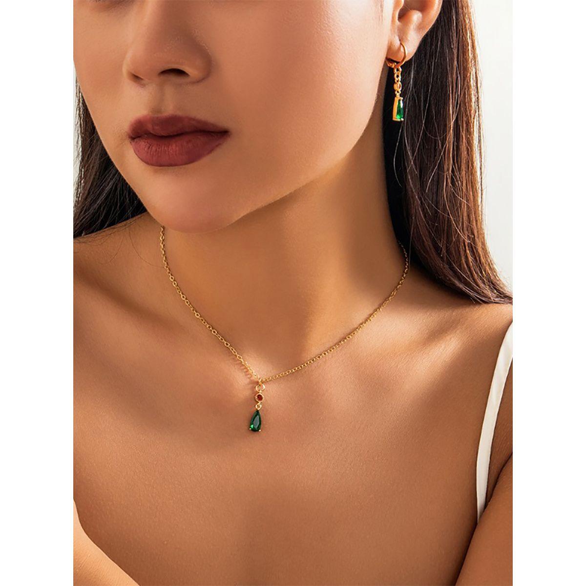 Styli Faux Gem Stone Earrings & Necklace Jewelry Set-women-watchesandjewellery-jewellery-jewellerysets-image-2
