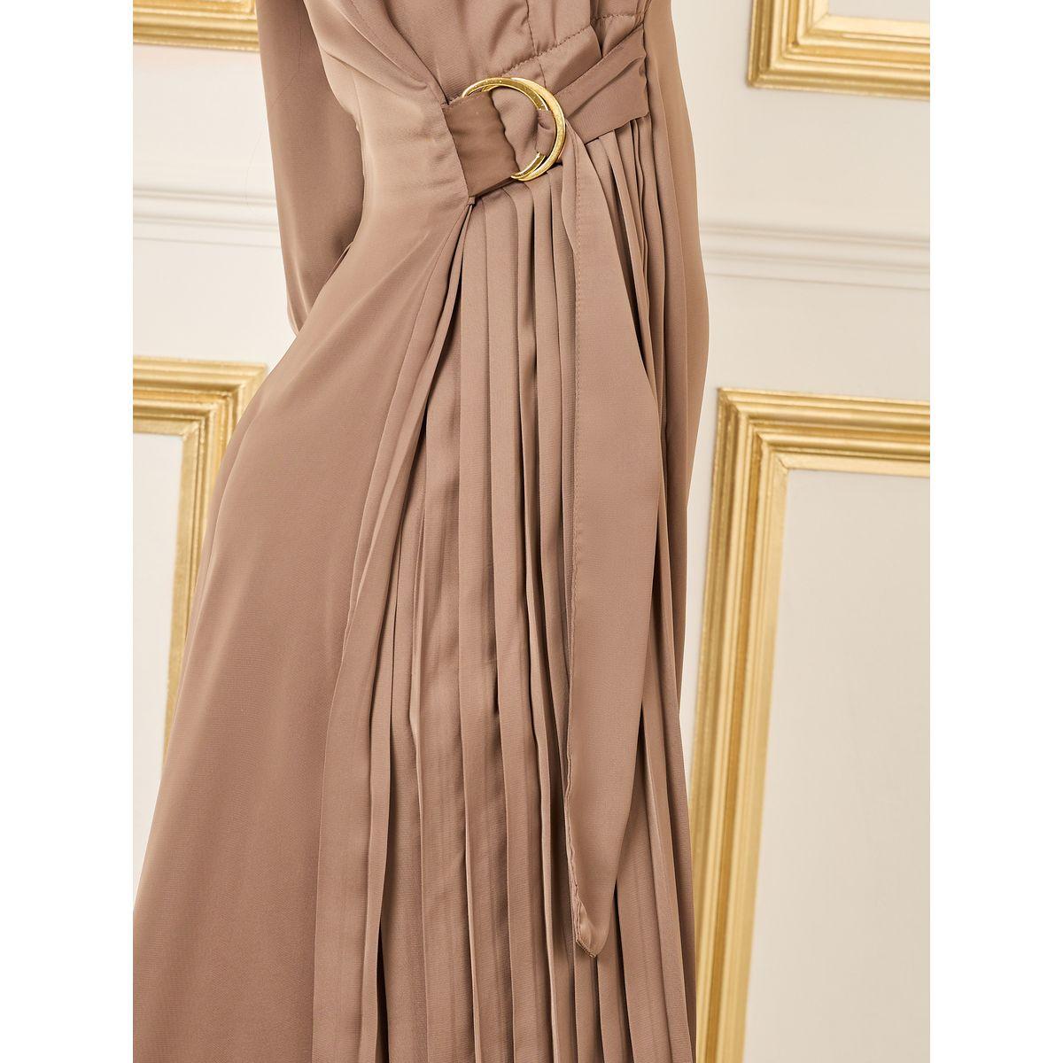 Styli Pleat Detail Side Buckle Tie Maxi Dress-women-clothing-dresses-image-3