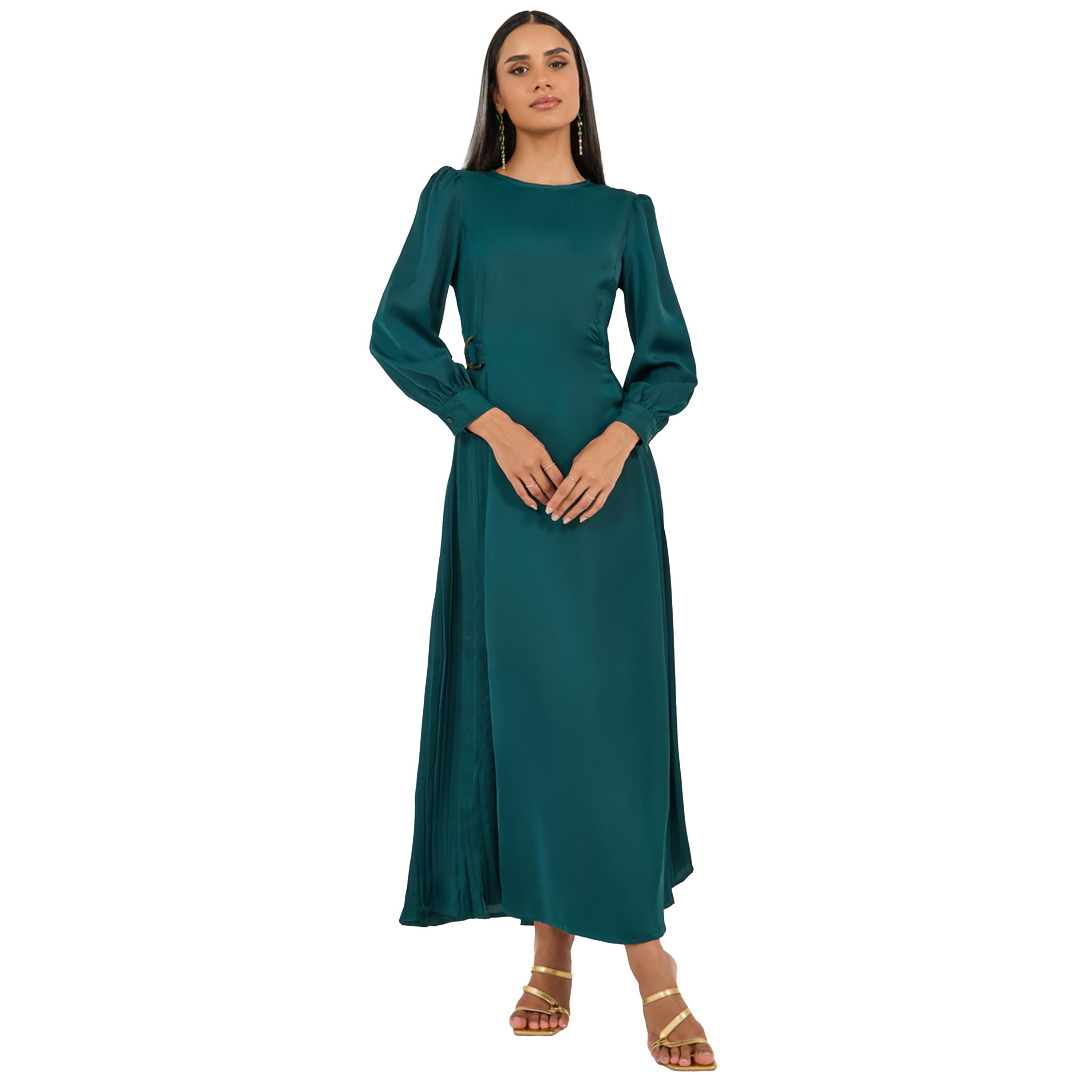 Styli Pleated Balloon Sleeves A-Line Maxi Dress-women-clothing-dresses-image-1