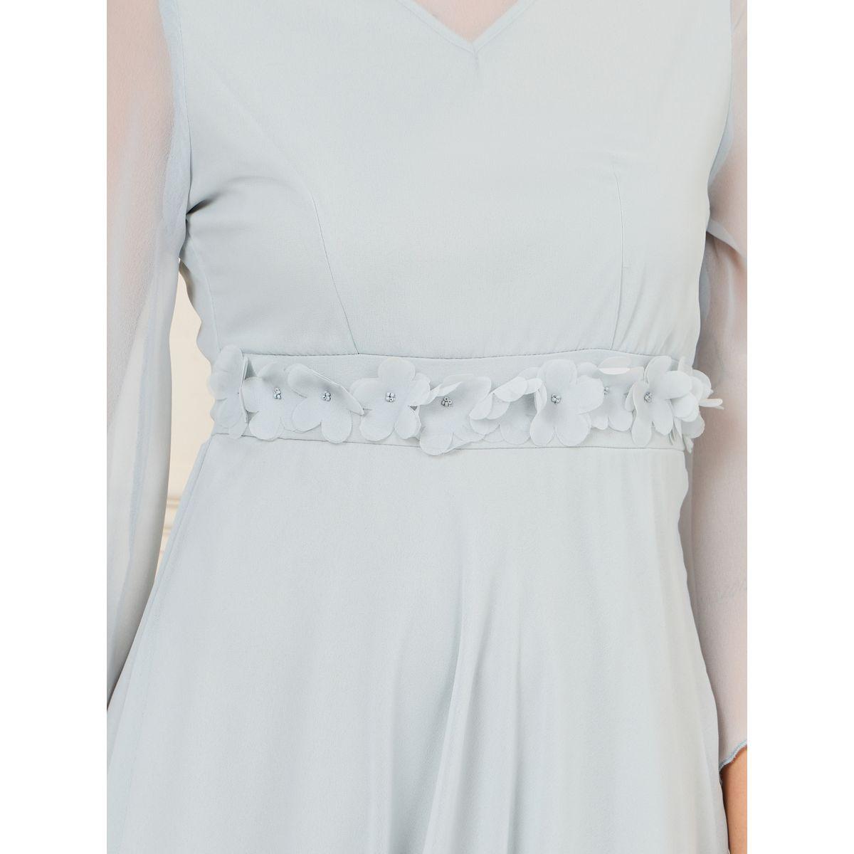 فستان طويل مزين بزهور مع اكمام بشق-women-clothing-dresses-image-3
