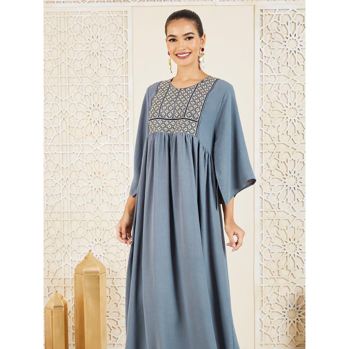 Styli Embroidered Cape Sleeves Jalabiya-women-arabicclothing-jalabiyas-image-2