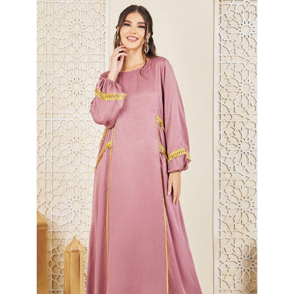Styli Embroidered Lace Tassel Detail Jalabiya-women-arabicclothing-jalabiyas-image-2