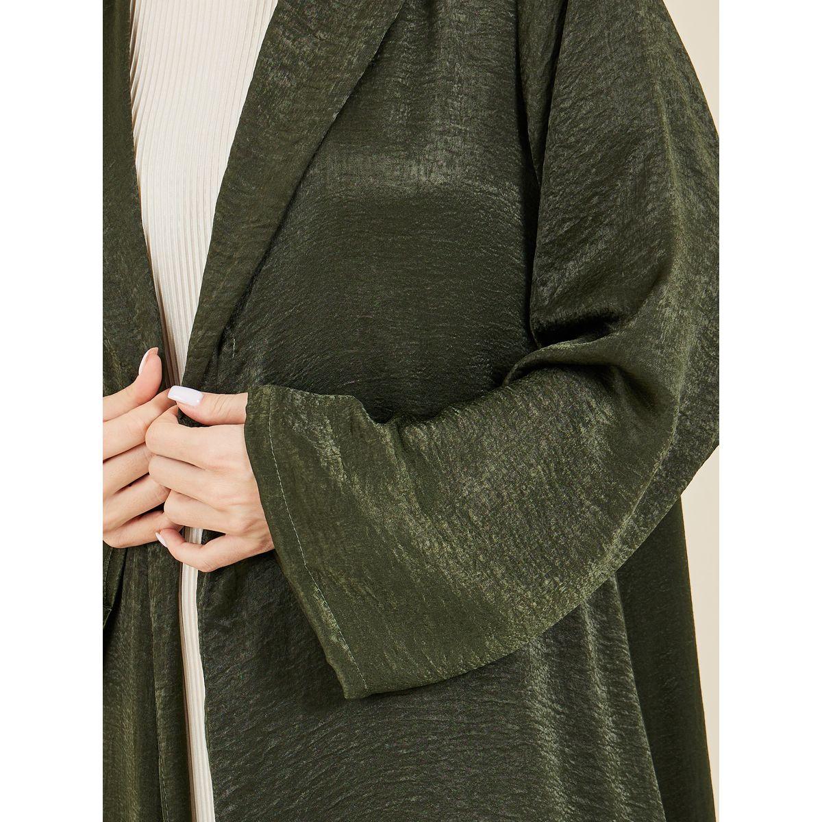 Styli Lapel Collar Abaya in Hammered Satin-women-arabicclothing-abayas-image-3