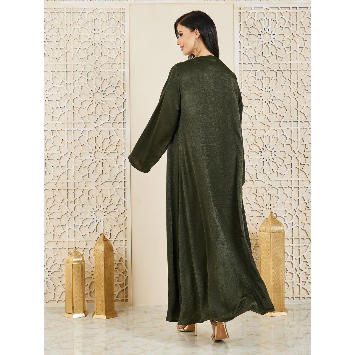 Styli Lapel Collar Abaya in Hammered Satin-women-arabicclothing-abayas-image-4