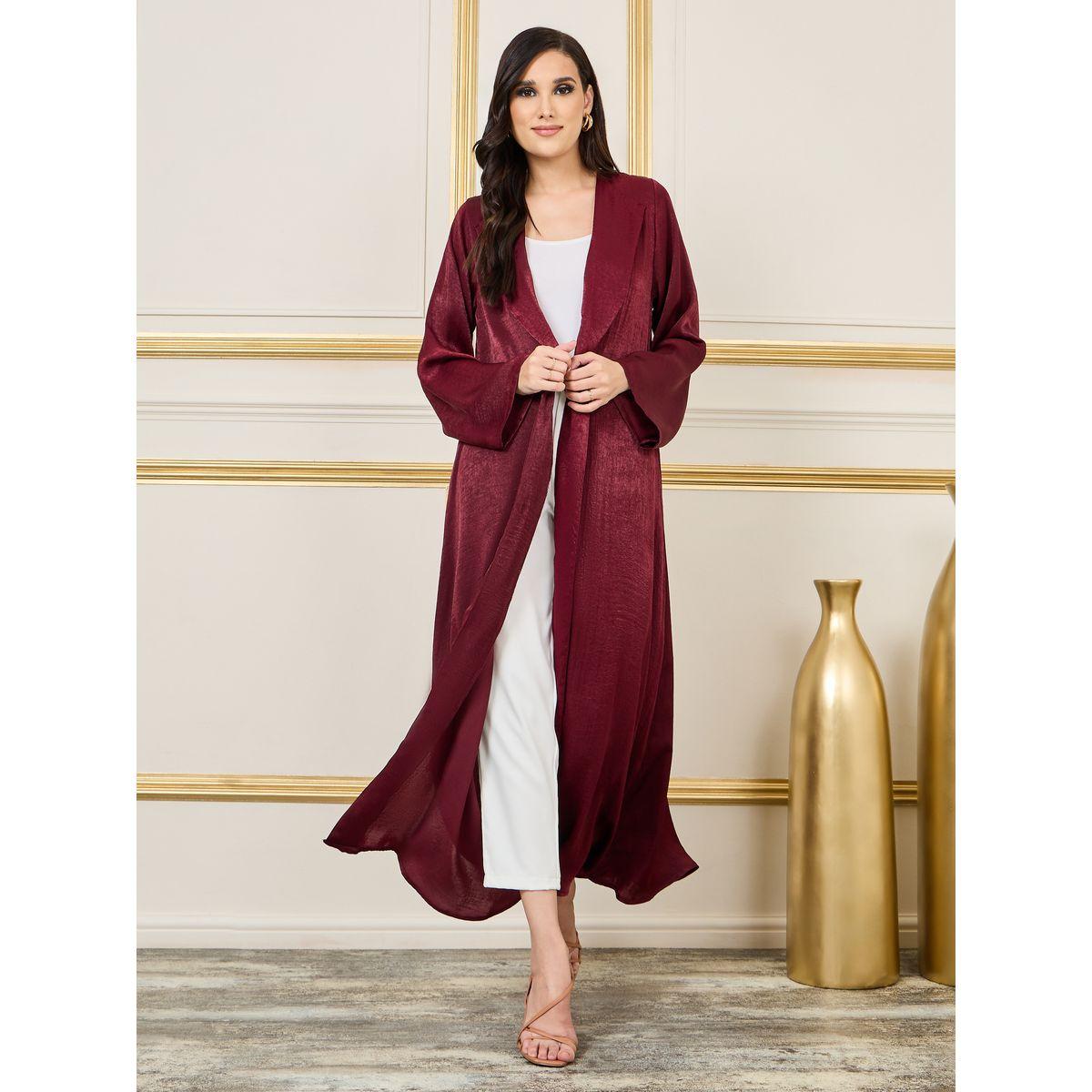 Styli Velvet Collared Front Open Abaya-women-arabicclothing-abayas-image-1