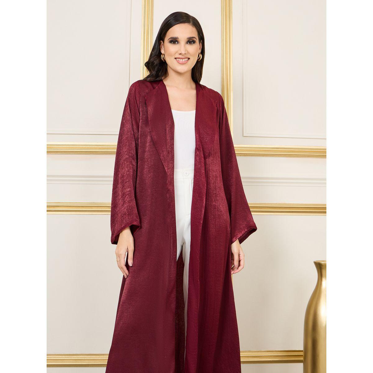 Styli Velvet Collared Front Open Abaya-women-arabicclothing-abayas-image-2
