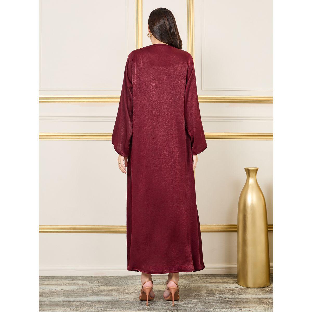 Styli Velvet Collared Front Open Abaya-women-arabicclothing-abayas-image-4