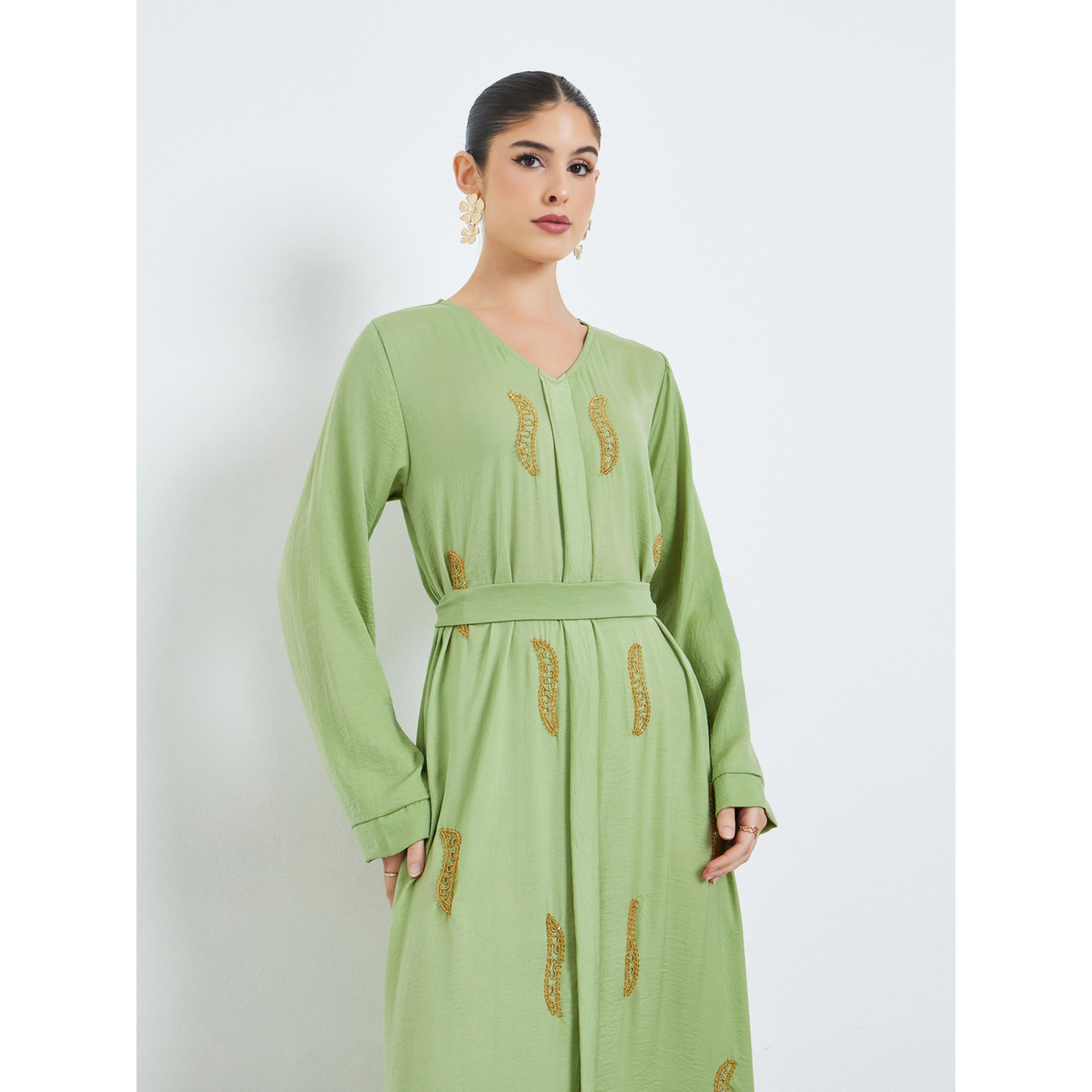 جلابية مزينة بالخرز مع حزام خصر-women-arabicclothing-jalabiyas-image-2