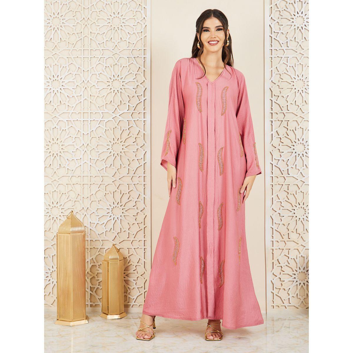 Styli Embellished Self Tie Up Jalabiya-women-arabicclothing-jalabiyas-image-3