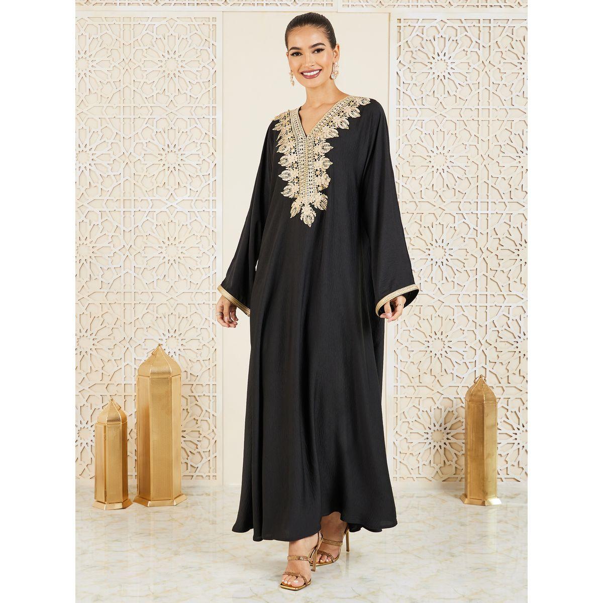 Styli Embroidered Lace Belted Jalabiya-women-arabicclothing-jalabiyas-image-2