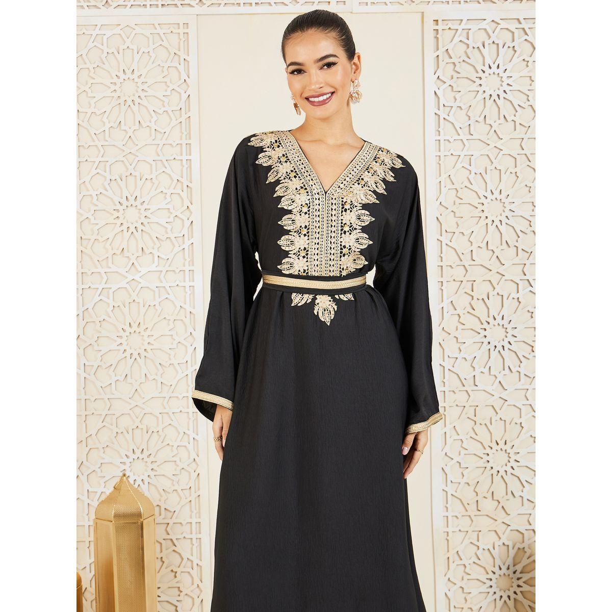 Styli Embroidered Lace Belted Jalabiya-women-arabicclothing-jalabiyas-image-3