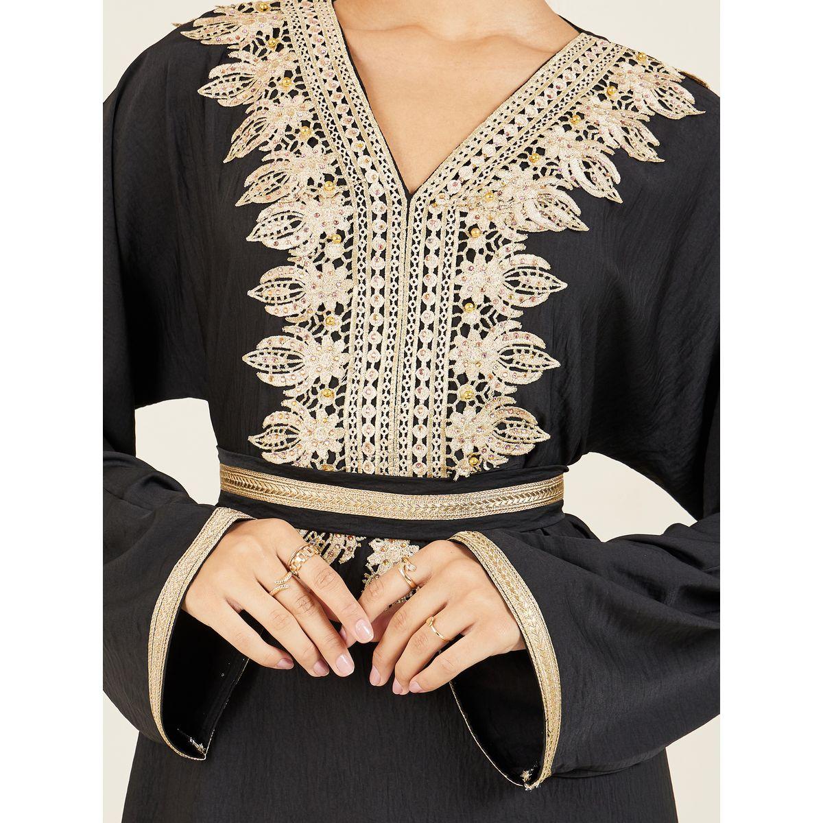 Styli Embroidered Lace Belted Jalabiya-women-arabicclothing-jalabiyas-image-4