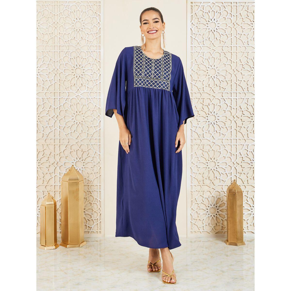 Styli Embroidered Cape Sleeves Jalabiya-women-arabicclothing-jalabiyas-image-1