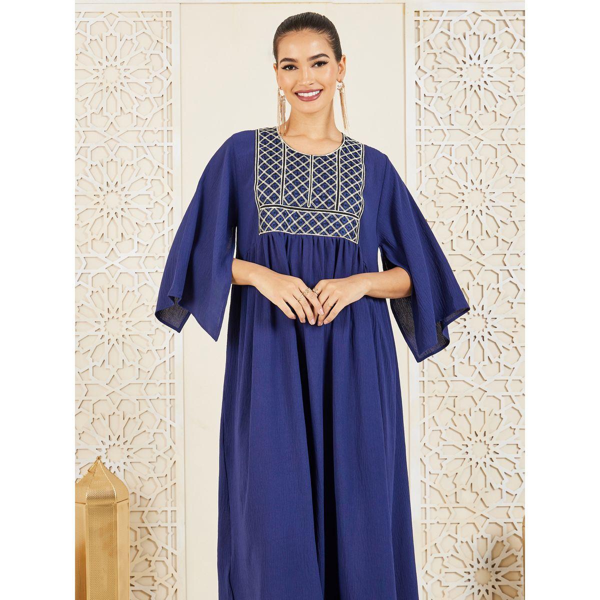 Styli Embroidered Cape Sleeves Jalabiya-women-arabicclothing-jalabiyas-image-2