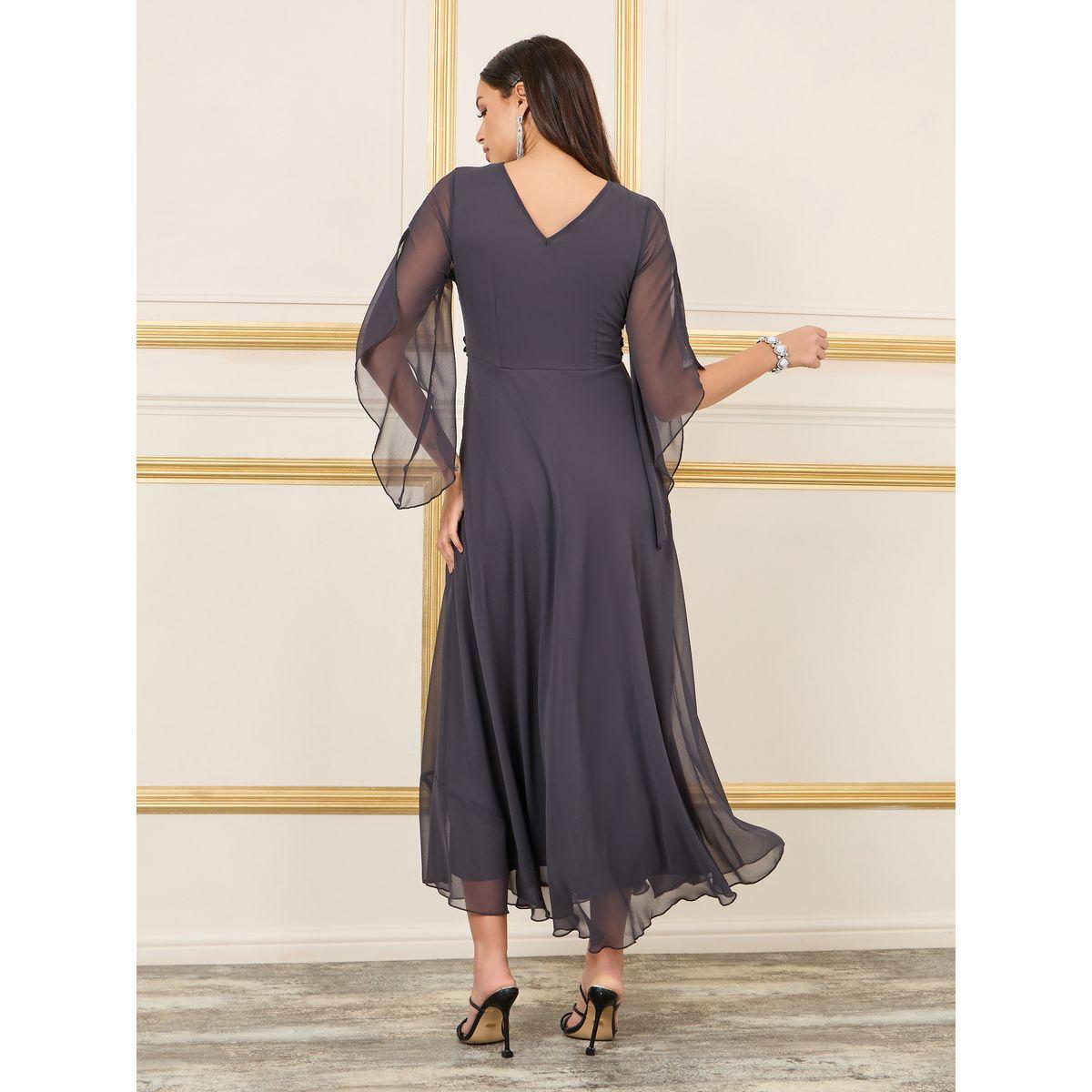 فستان طويل مزين بزهور مع تفاصيل شبكية-women-clothing-dresses-image-4