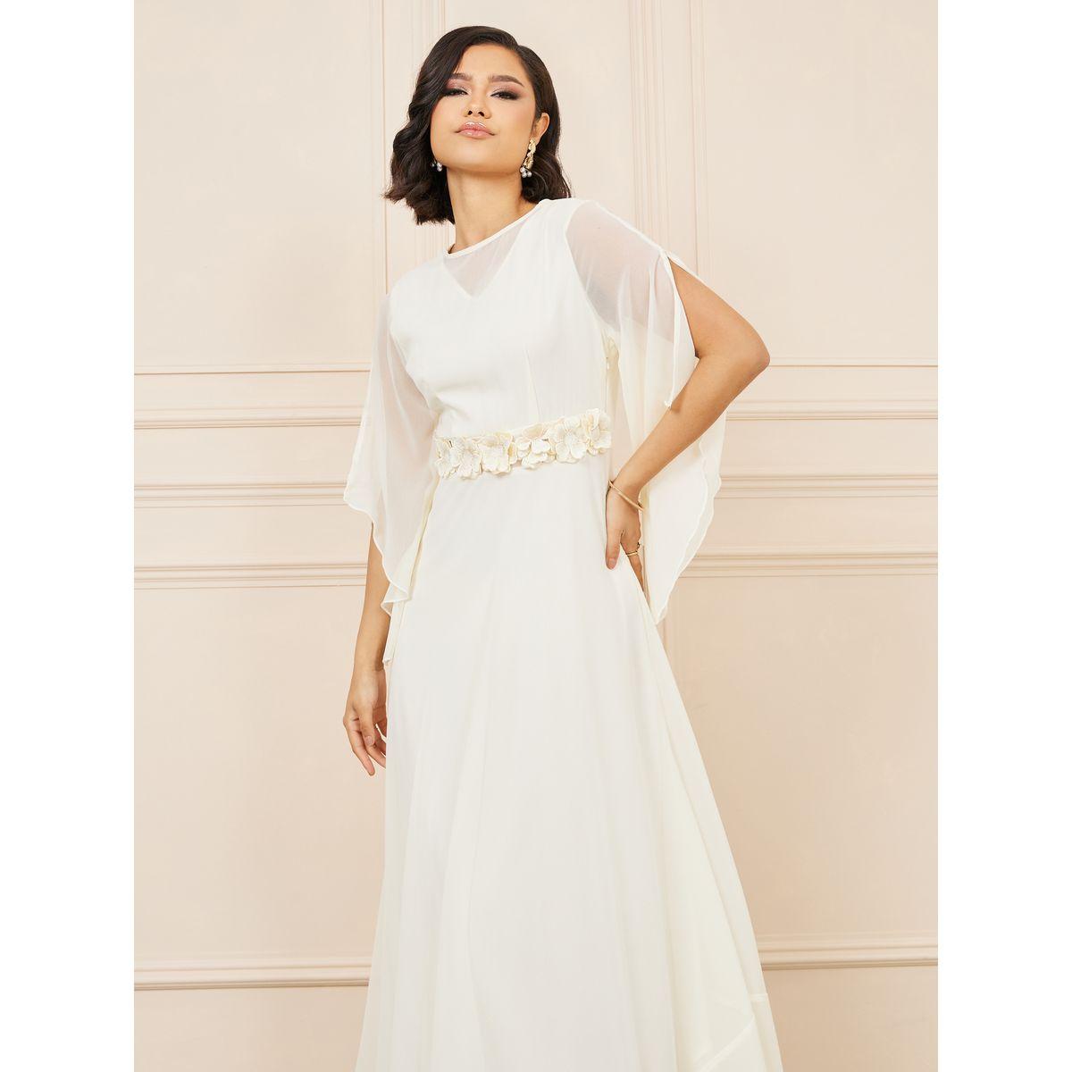 Styli Floral Applique Sheer Sleeves A-Line Maxi Dress-women-clothing-dresses-image-2