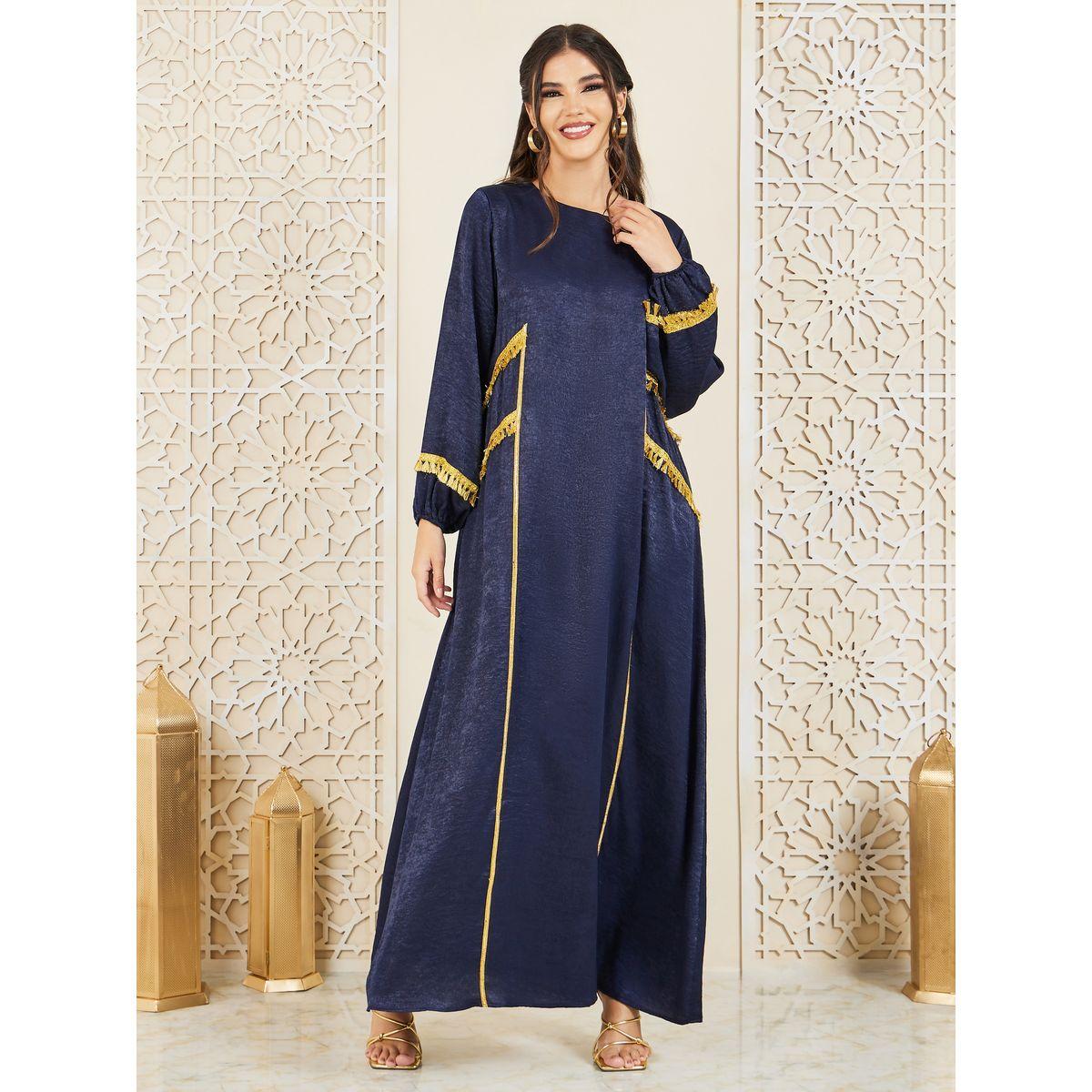 Styli Embroidered Lace Tassel Detail Jalabiya-women-arabicclothing-jalabiyas-image-1