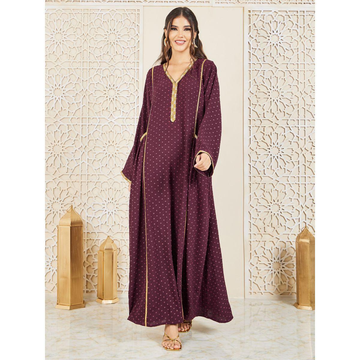 Styli Dobby Embroidered Pocket Detail Jalabiya-women-arabicclothing-jalabiyas-image-2
