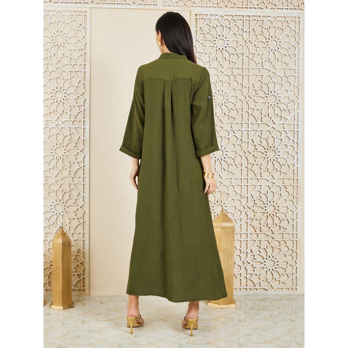 Styli Hand Embroidered Placket Roll Up Sleeves Jalabiya-women-arabicclothing-jalabiyas-image-6