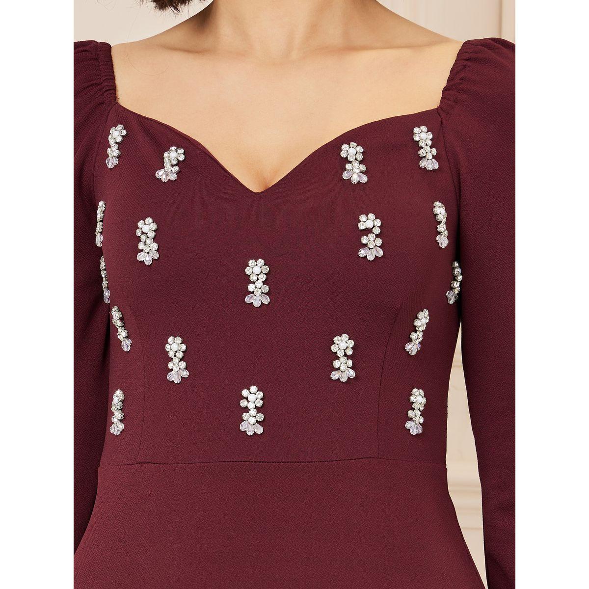 فستان ميدي ضيق بياقة على شكل قلب-women-clothing-dresses-image-3
