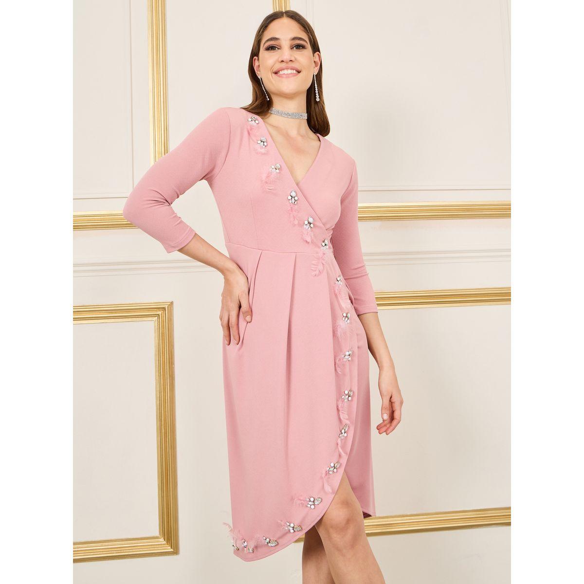 Styli Rhinestone Feather Detail Bodycon Midi Dress-women-clothing-dresses-image-1