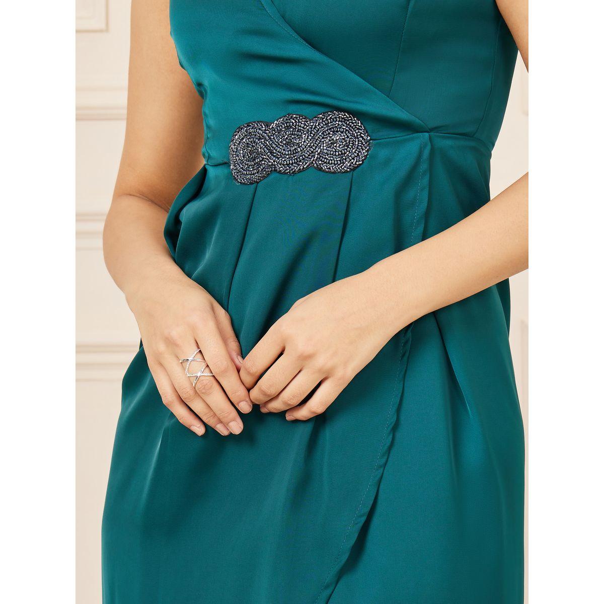 Styli Embellished Box Pleat Asymmetric Hem A-Line Dress-women-clothing-dresses-image-3