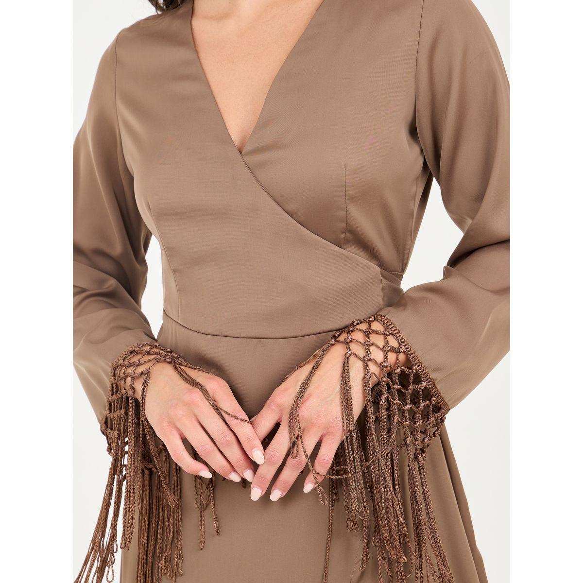 Styli Tassel Trim Sleeves Asymmetric Hem Wrap Midi Dress-women-clothing-dresses-image-3