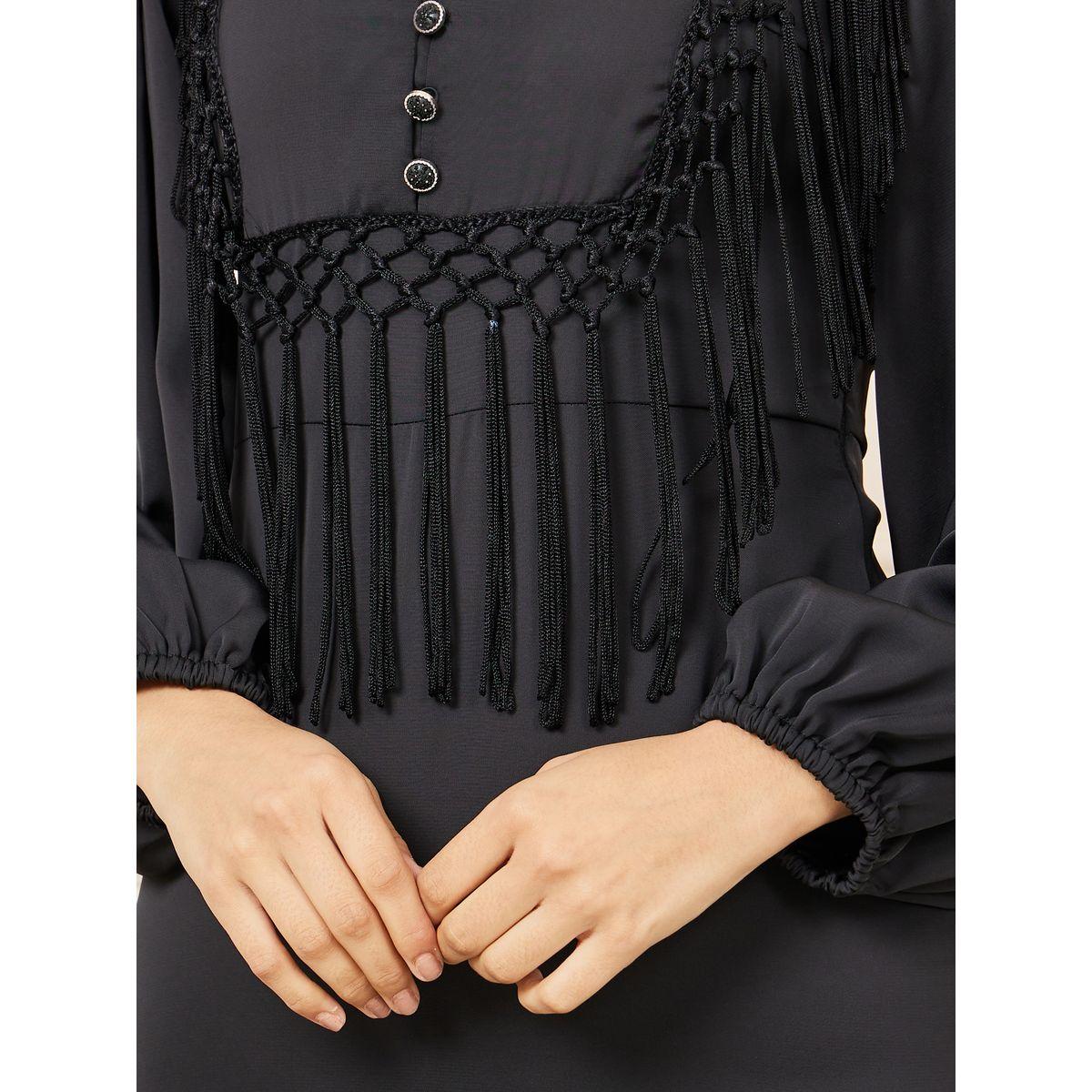 Styli Tassel Detail Notch Neck A-line Midi Dress-women-clothing-dresses-image-3