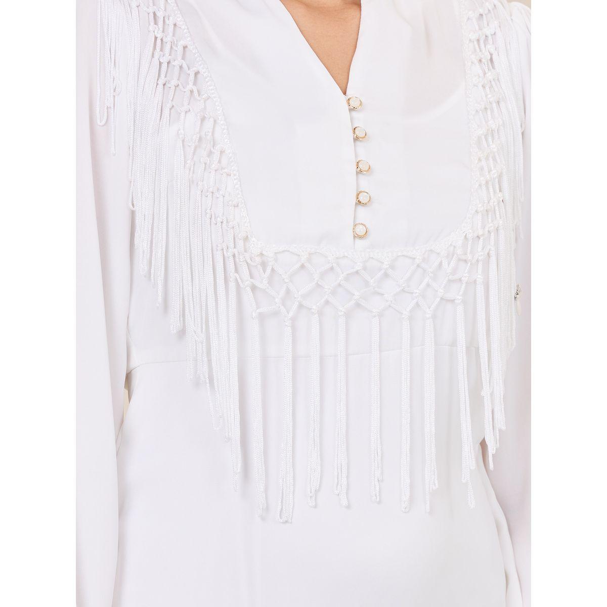 فستان ميدي مزين بشراشيب مع ياقة بشق-women-clothing-dresses-image-3