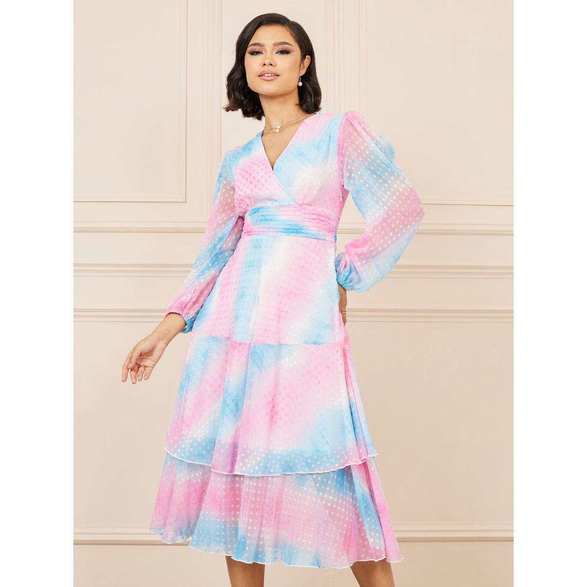 فستان ميدي بكسرات وطبعة تاي داي-women-clothing-dresses-image-2