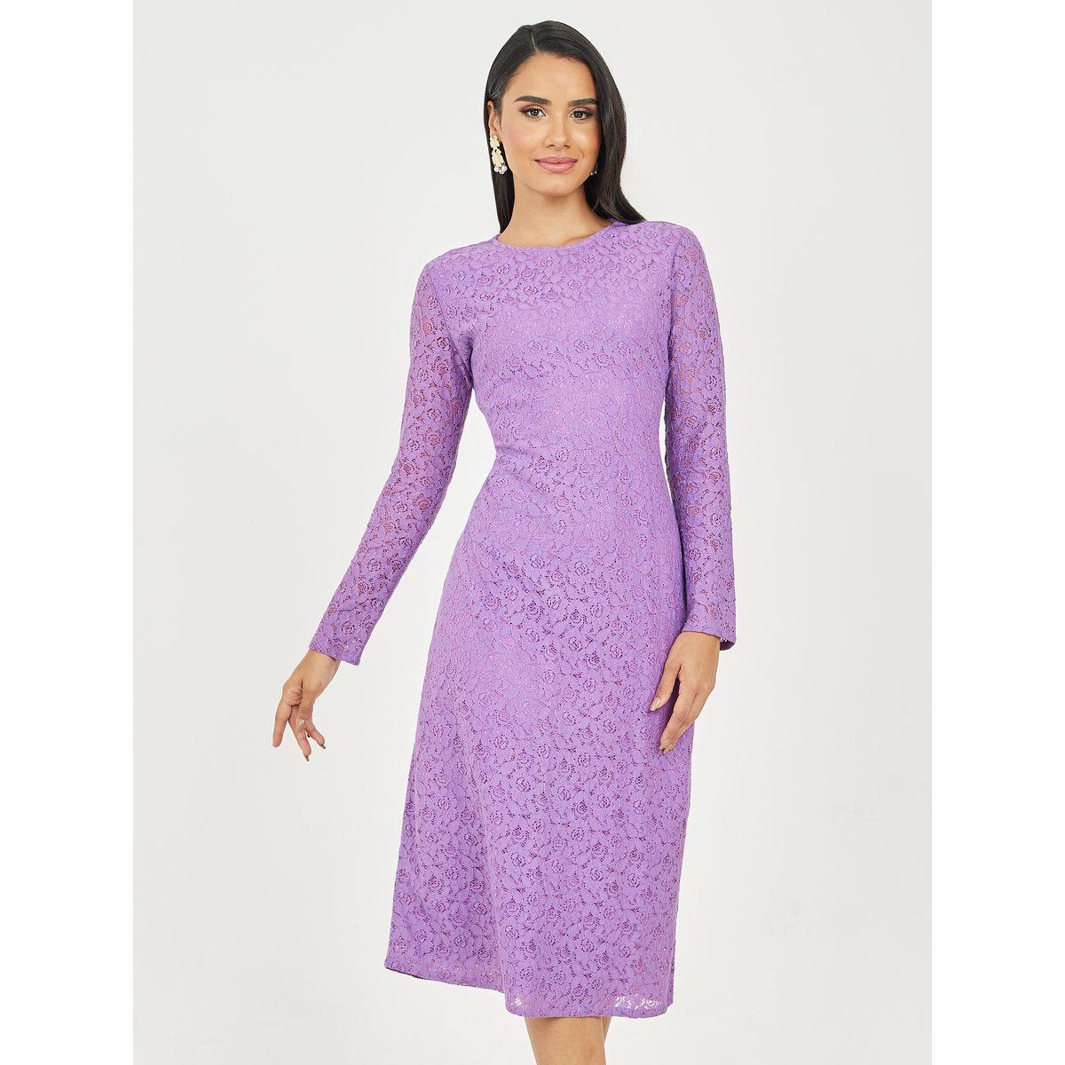 Styli All Over Lace A-Line Midi Dress-women-clothing-dresses-image-1