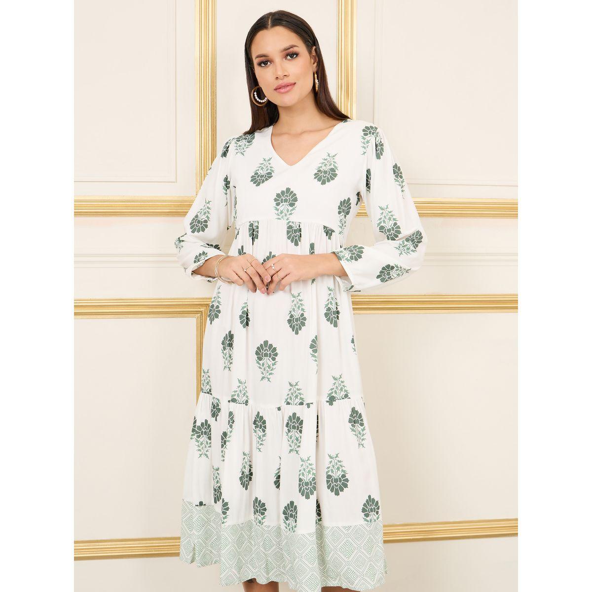 Styli Damask Print Tiered Shift Midi Dress-women-clothing-dresses-image-2