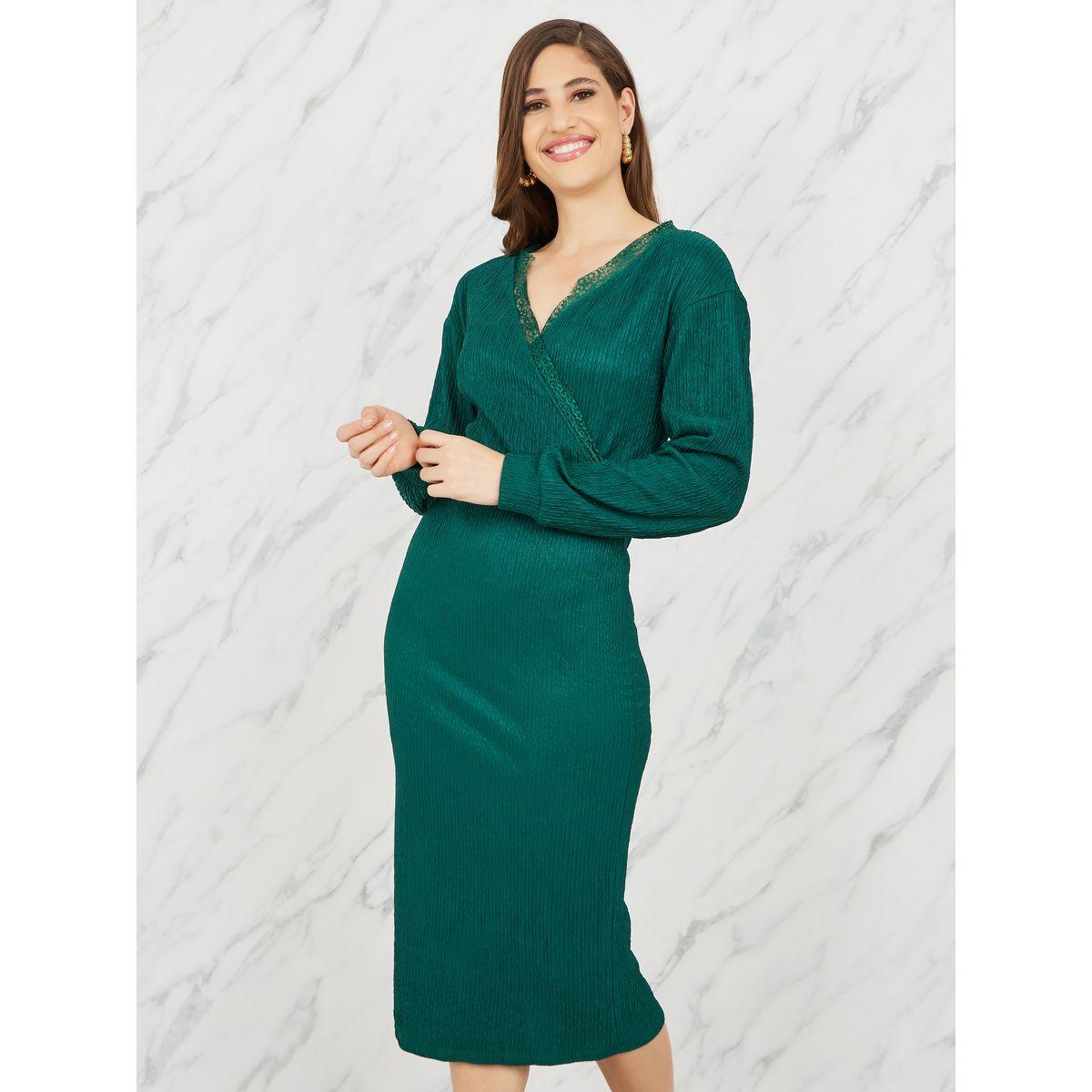 فستان بديكون بتفاصيل بارزة الملمس ودانتيل-women-clothing-dresses-image-2