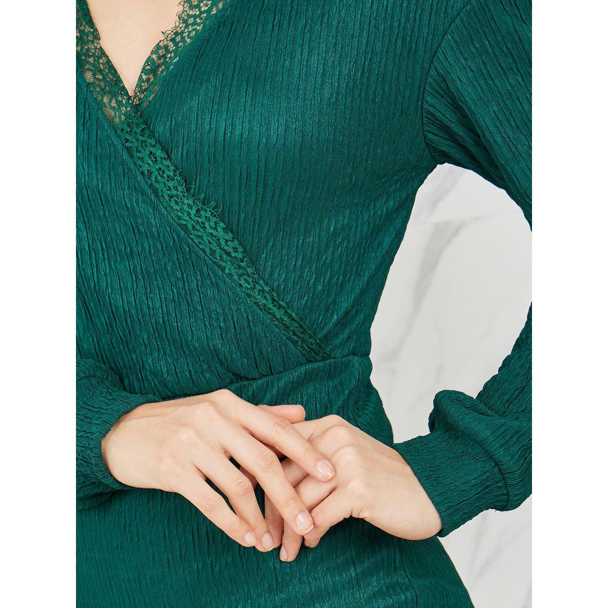 فستان بديكون بتفاصيل بارزة الملمس ودانتيل-women-clothing-dresses-image-3
