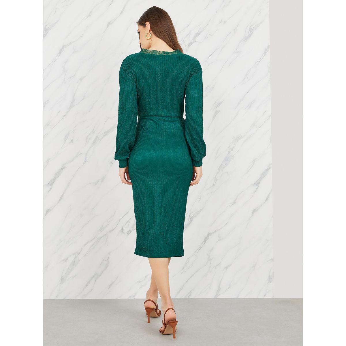 Styli Lace Trim Neck Textured Bodycon Dress-women-clothing-dresses-image-4