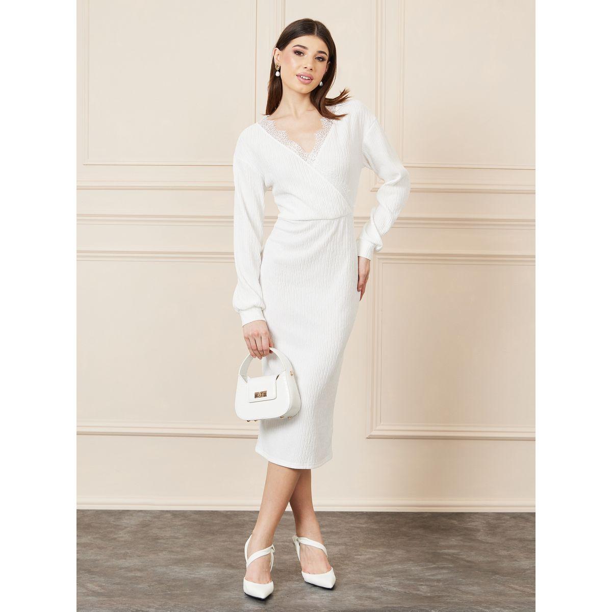 فستان بديكون بتفاصيل بارزة الملمس ودانتيل-women-clothing-dresses-image-1
